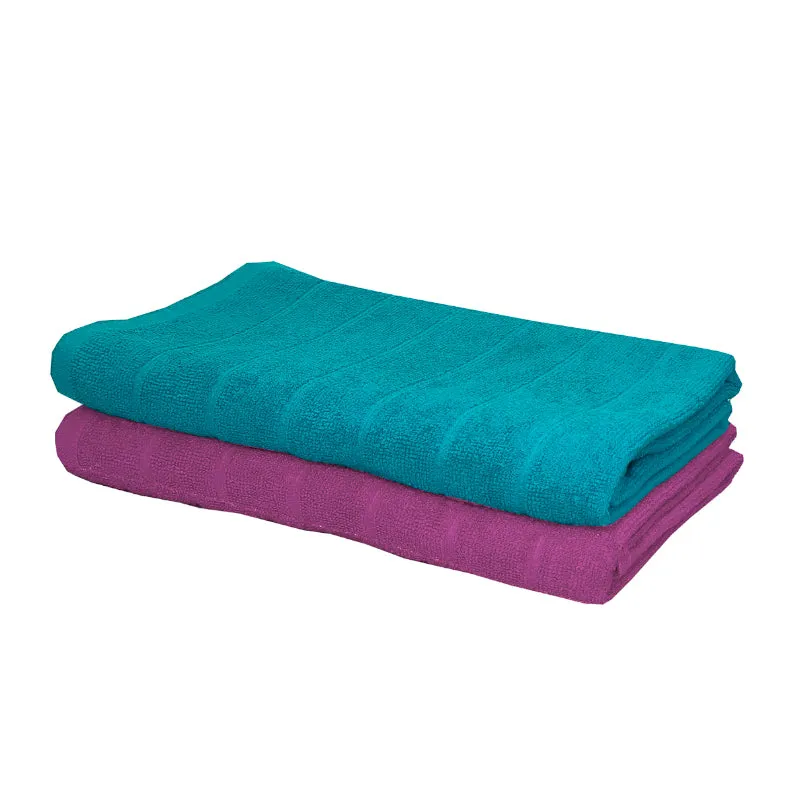 Sarda Bath Towel (Aqua & Purple) - Set Of Two media 3