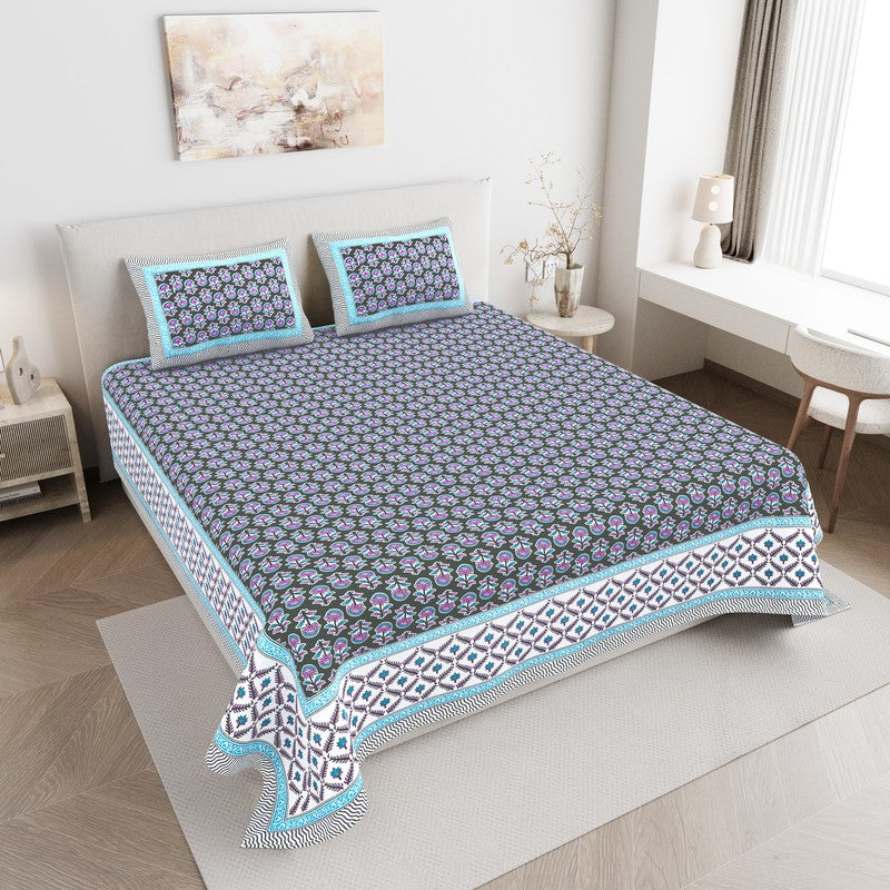ImperialComfort Cotton Bedsheet (Blue) - 144 TC