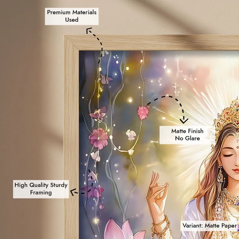 Adilakshmi Spiritual Archival Paper Wall Painting - Natural Brown Frame media 6
