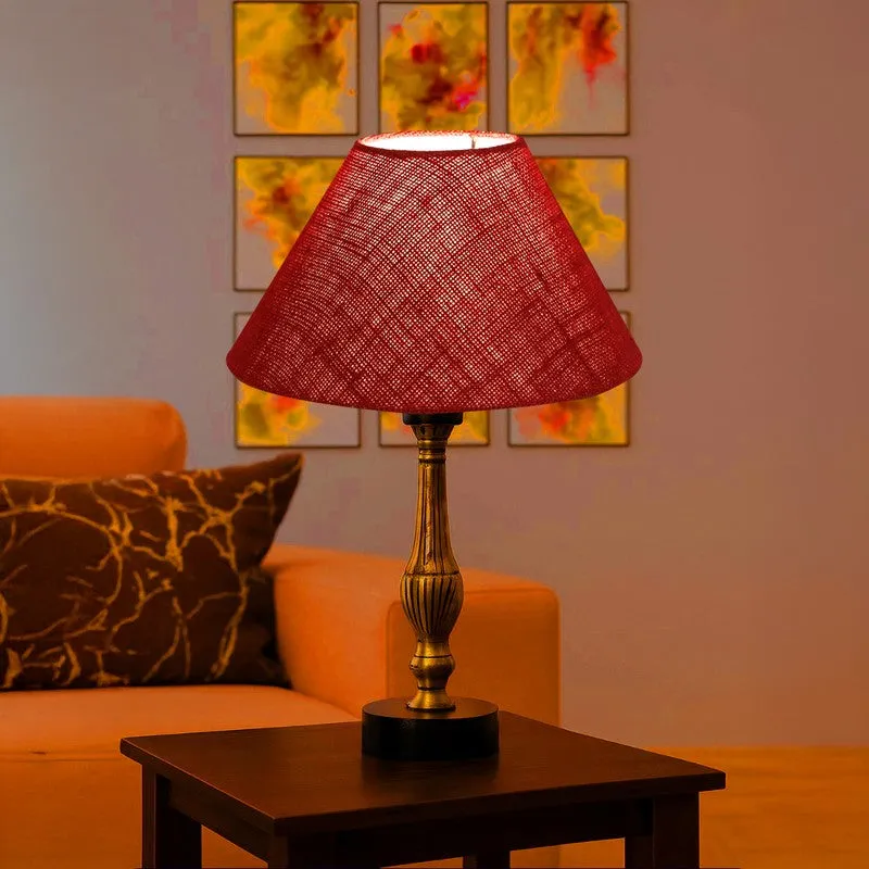 Aurelo Nivo Wooden Table Lamp - Maroon media 1