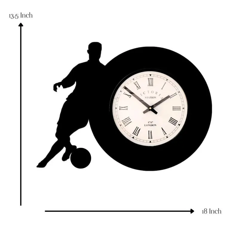 Footballer Steel Analog Wall Clock - Black media 7