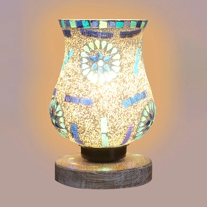 Brillora Mosaic Glass Table Lamp With Wooden Base - Multicolor media 6