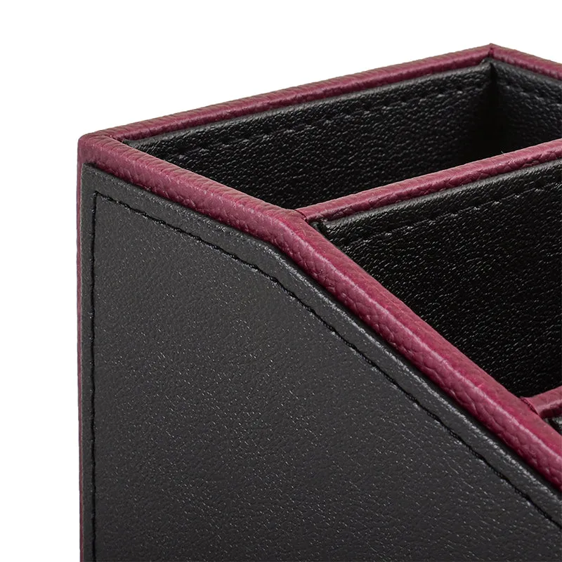 Tisca Slant Faux Leather Desk Organizer - Black media 5