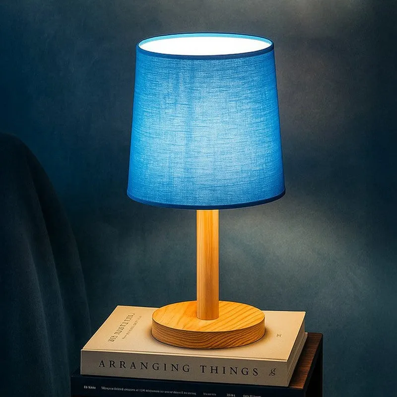 Serafine Fabric Table Lamp - Blue,Brown media 1