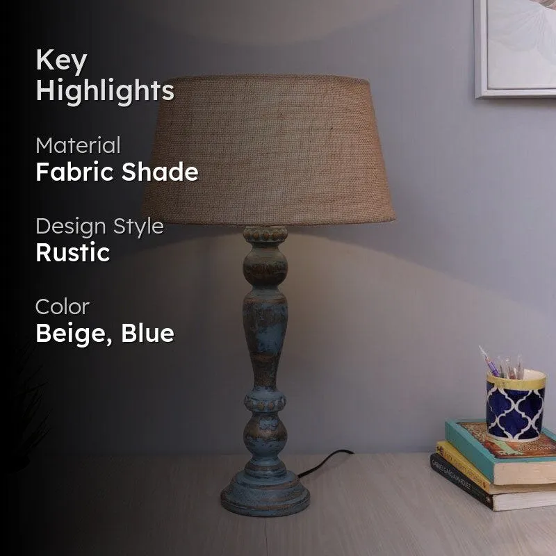 Amaya Fabric Table Lamp - Beige,Blue media 2