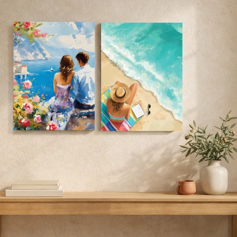 Coastal Heartbeats Canvas Wall Art - Set of Two media 6