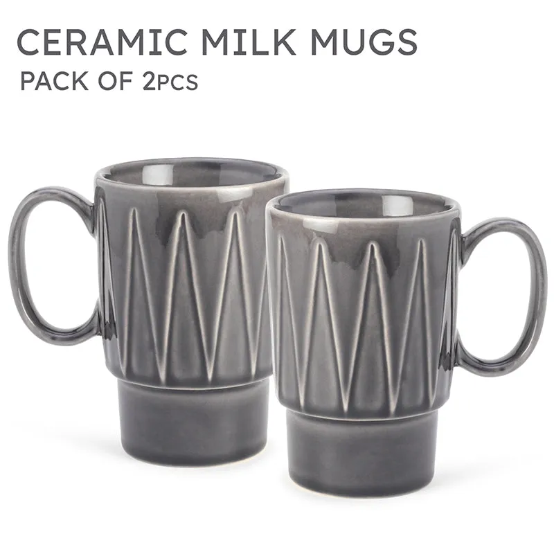 Kindred Ceramic Coffee Mug (Ash Grey/350 mL Each) - Set Of Two media 5