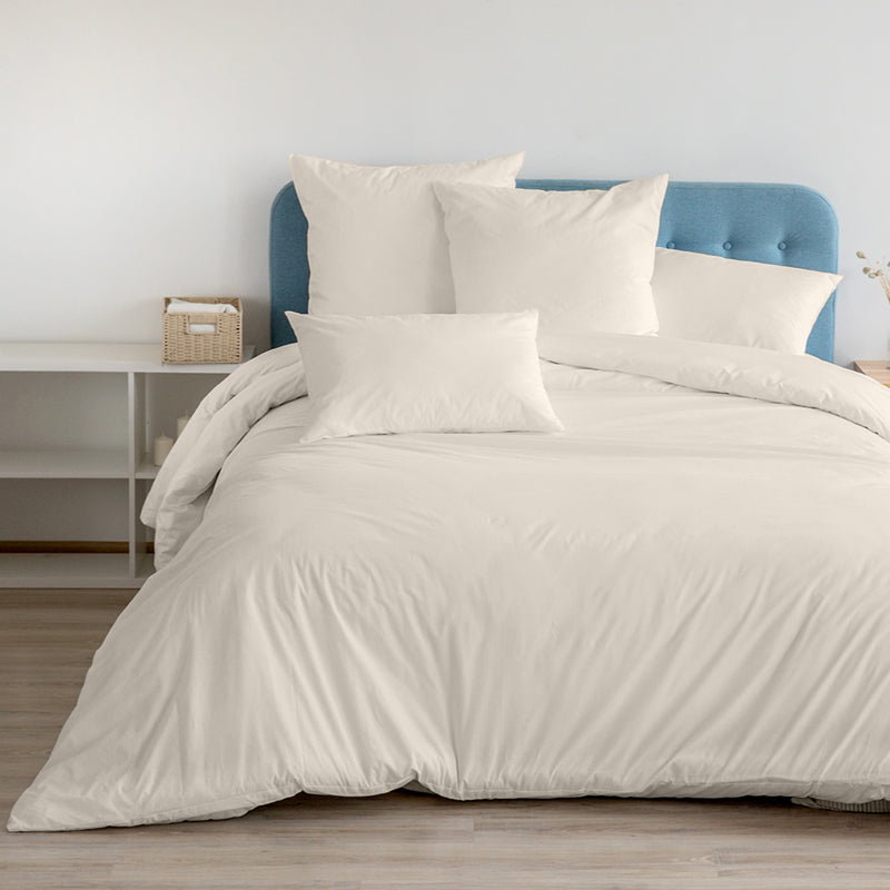 Amelia 100% Cotton Satin Weave Duvet Cover With Pillow Covers - Ivory media 3