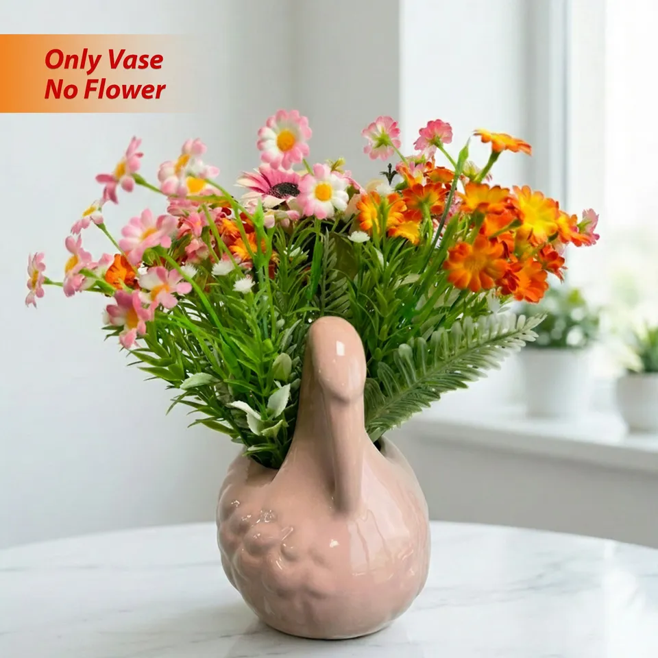 Petal Swan Ceramic Vase - Pink media 1