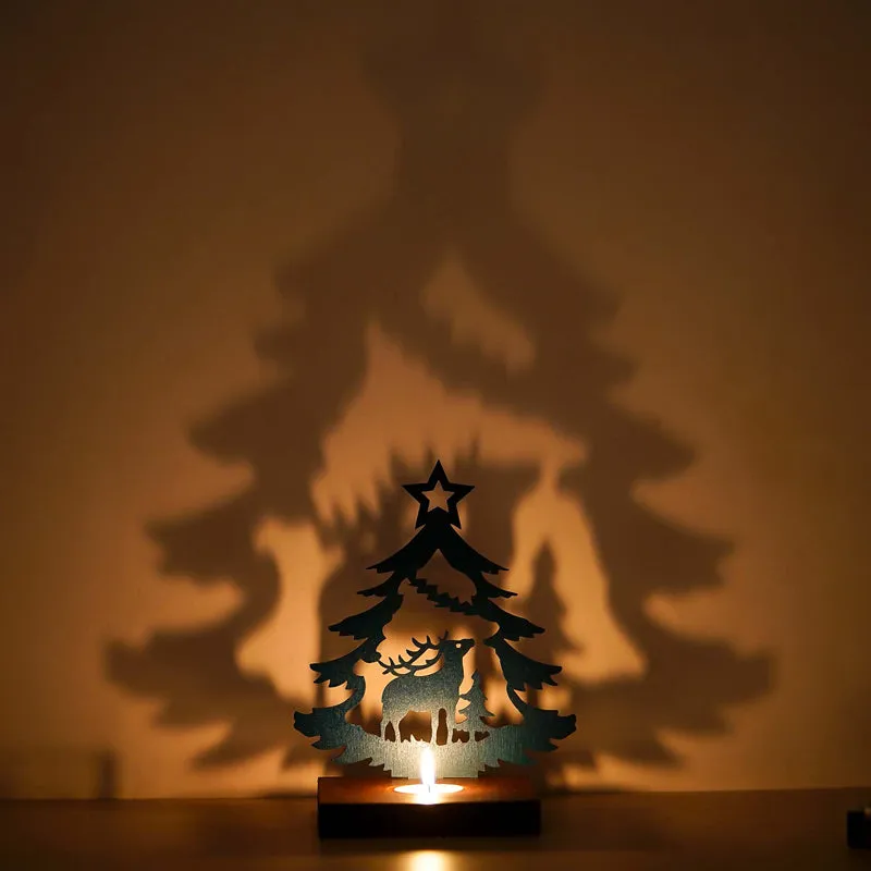 Starlit Sleigh Wood Christmas Tea Light Holder - Green media 6