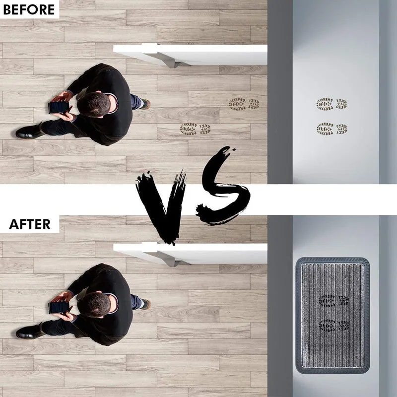 Cara Stripe Rubber Door Mats - Grey media 4