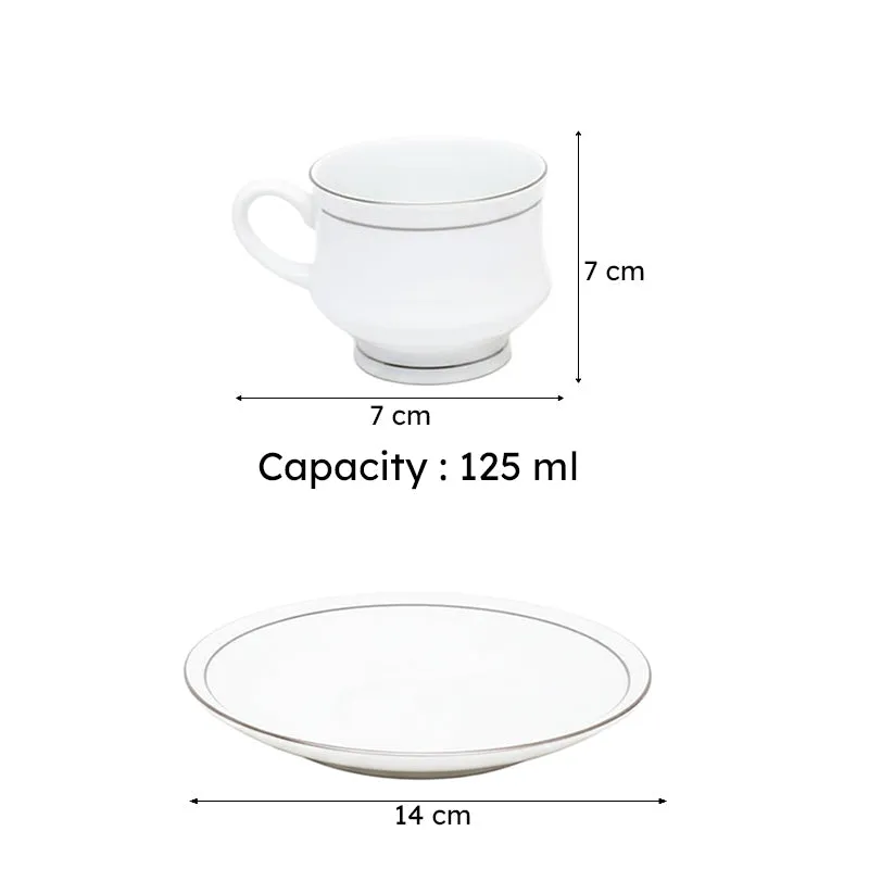 Cadence  Bone China Cup & Saucer (125 ML) - Twelve Piece Set media 6