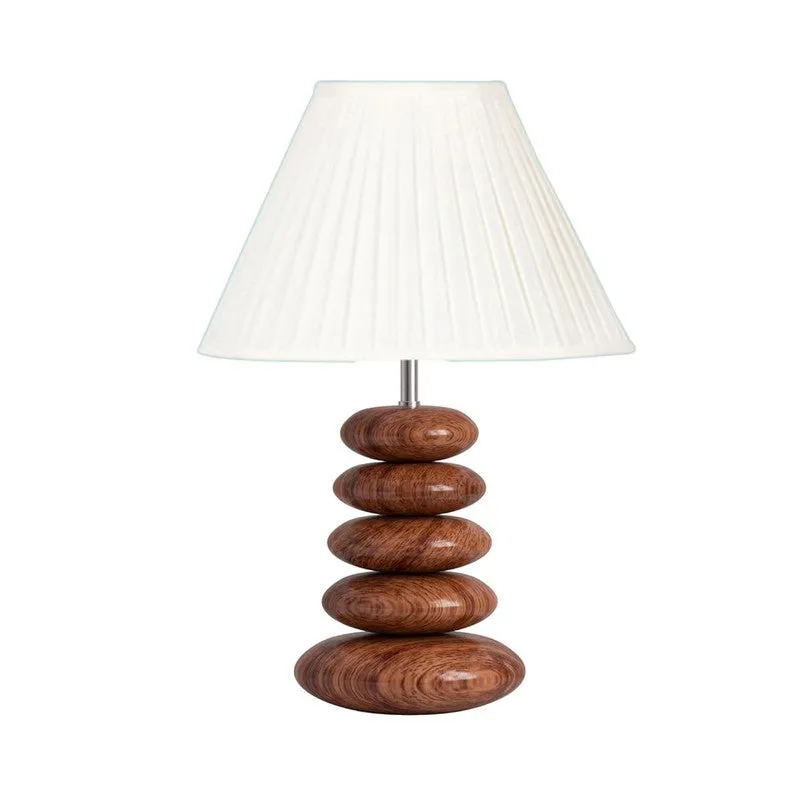 Glynex Cotton Table Lamp With Wooden Base - White media 5