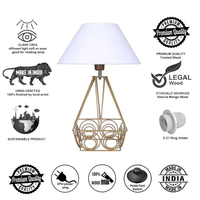 Lumina Glow Fabric Table Lamp - White,Gold media 7