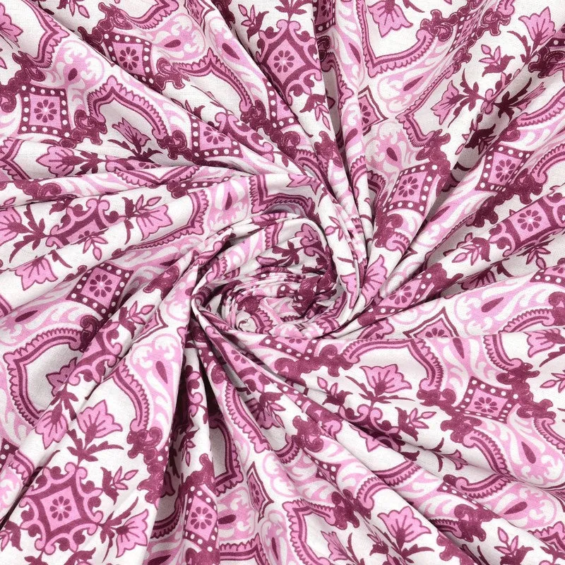 Lineel Cotton Bedsheet (Pink,White) - 240 TC media 5