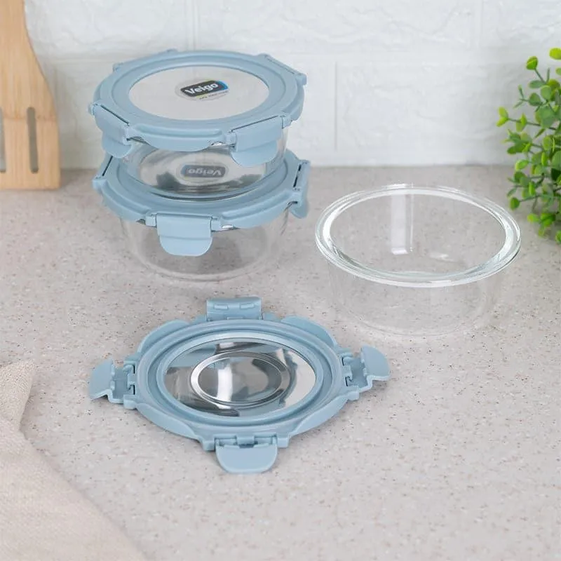 Lip Smack Blue Glass Lunch Box (400 ML) - Set Of Three media 8