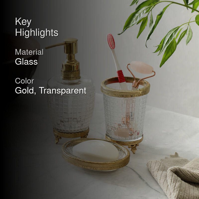 Luma Crystal Cut Bathroom Set - Gold media 2