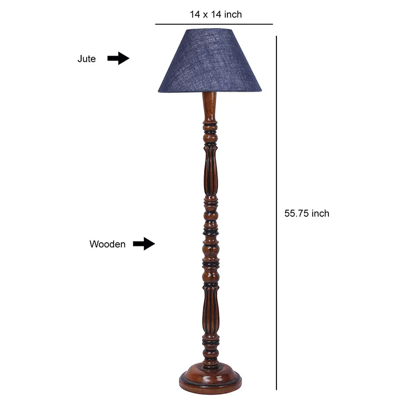 Tira Vintage Wooden Floor Lamp With Jute Shade - Blue media 4