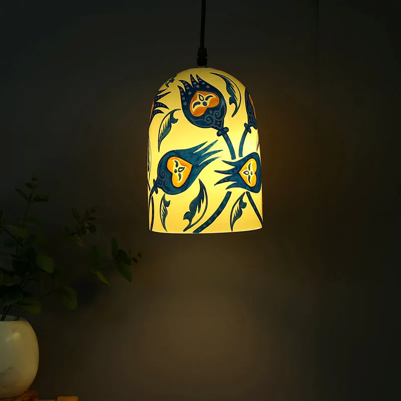 Wild Plume Hand Painted Glass Ceiling Lamp media 1