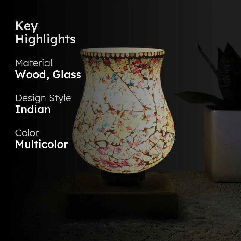 Auraora Mosaic Glass Table Lamp With Wooden Base - Multicolor media 2