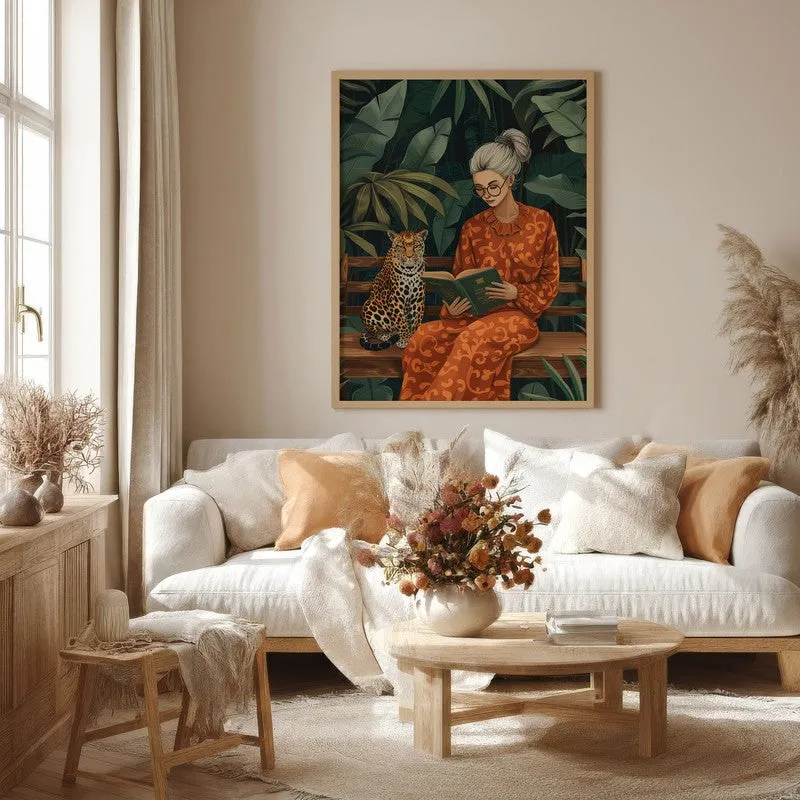 Story In Savanna Canvas Wall Painting - Brown Frame media 4
