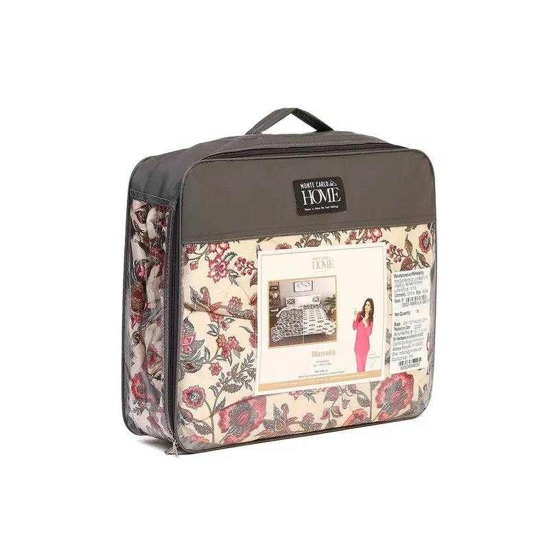 Monte Carlo Rosavyn Floral Polyester Reversible Comforter (Beige) - 120 GSM media 7