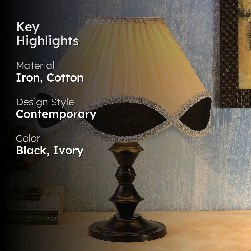 Flarexen Cotton Table Lamp With Iron Base - Ivory media 2