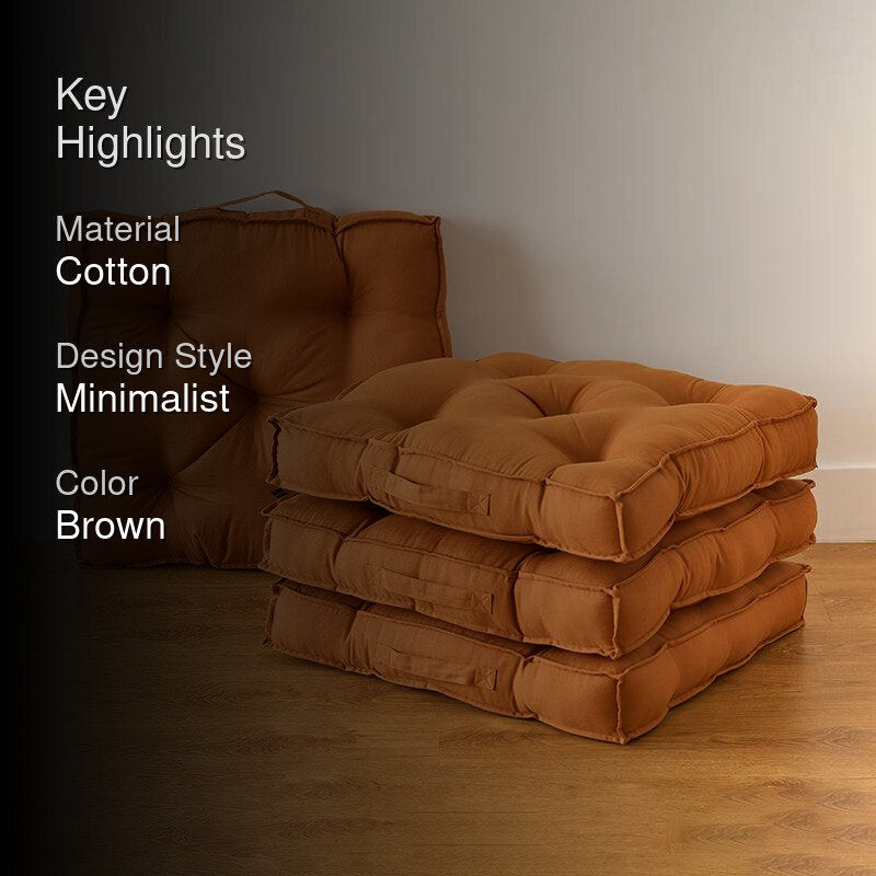 Cushflow Solid Cotton Floor Cushion (Brown) - Set Of Four image 2