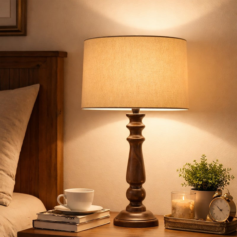 CleanAura Glow Wooden Table Lamp