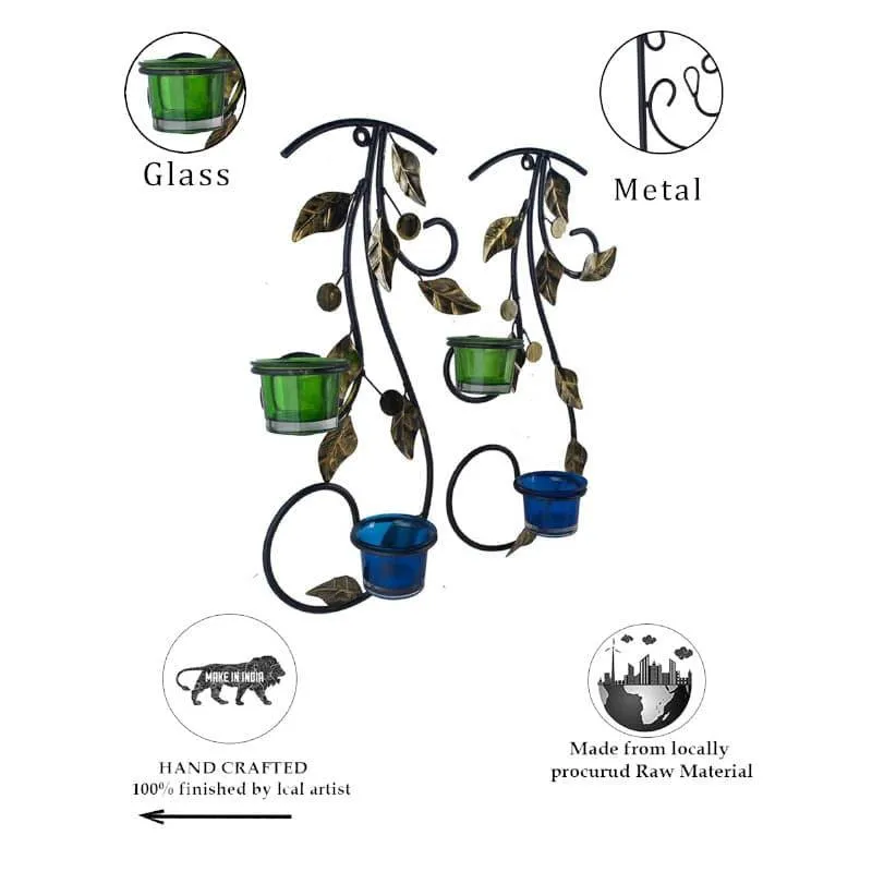 Leafy Vine Luminaire Candle Holder - Green & Blue media 5