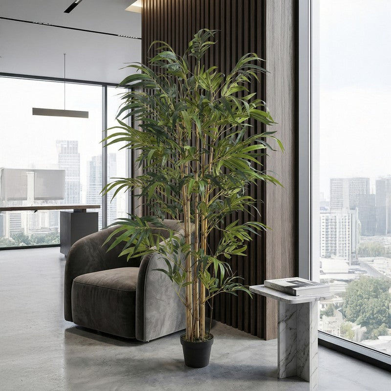 Arvi Artificial Natural Look Bamboo Plant With Black Plastic Pot - 5.9 ft media 3