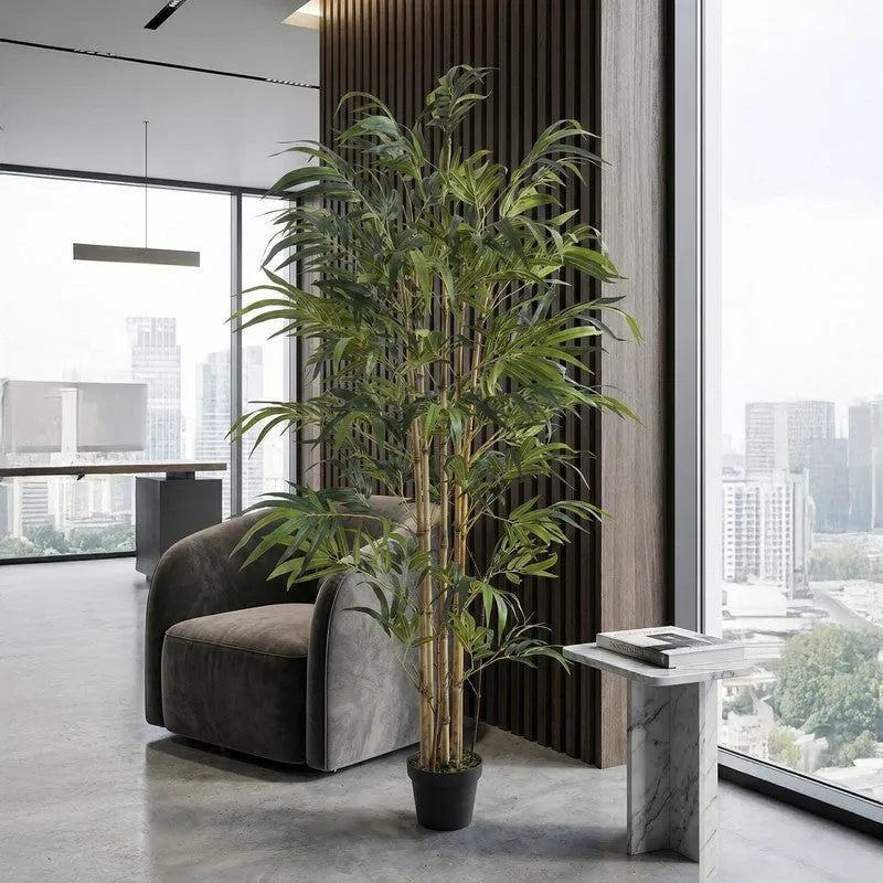 Arvi Artificial Natural Look Bamboo Plant With Black Plastic Pot - 5.9 ft media 3
