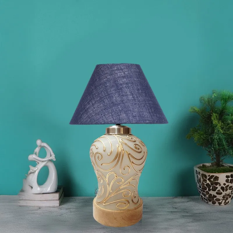 Lumithra Wooden Table Lamp - Blue media 2