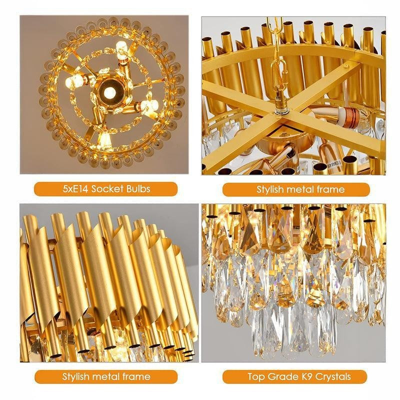 Versailles Metal Crystal Chandelier - Gold media 5