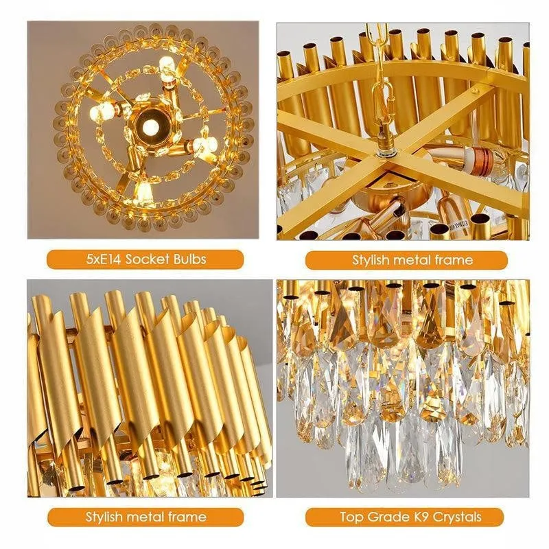 Versailles Metal Crystal Chandelier - Gold media 5