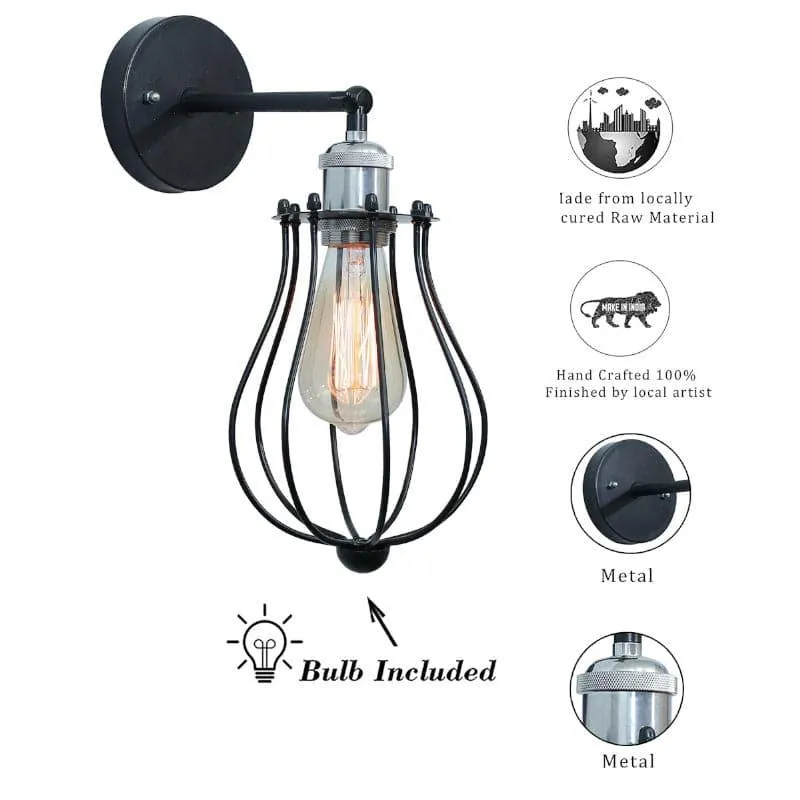 Poshell Metal Wall Lamp - Silver & Black media 5