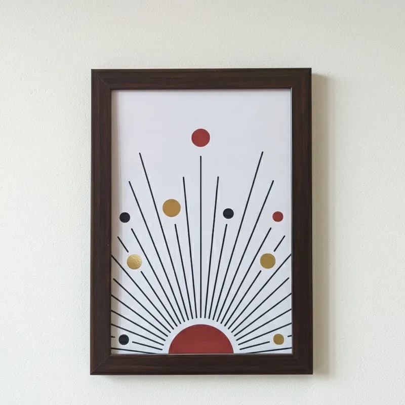 Sunburst & Shape Wall Painting With Frame - Set Of Three media 6