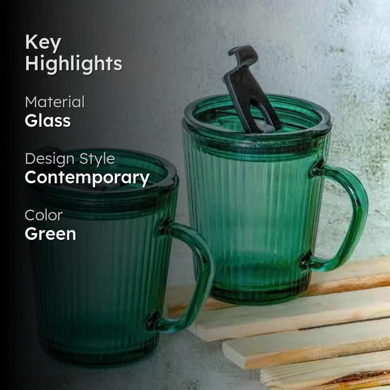 Sippo Glass Coffee Mug (370 mL Each) - Set of Two media 2