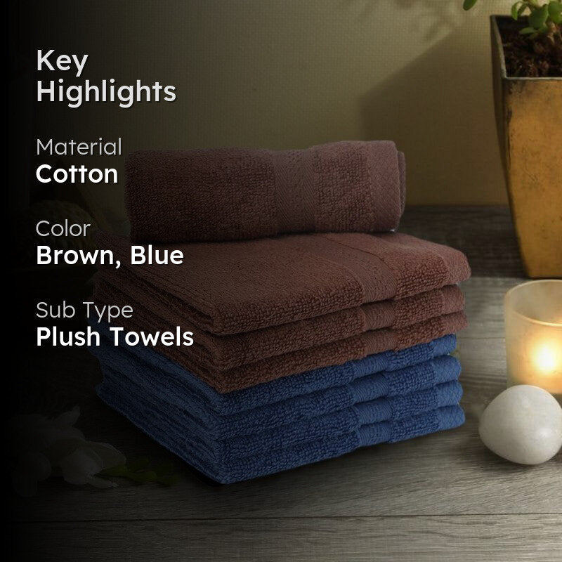 Miorah Face Towel (Brown & Blue) - Set Of Eight media 2