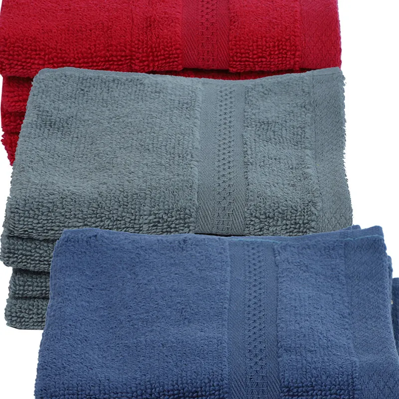 Nuage Cotton Hand & Face Towel (Red, Grey & Blue) - Set Of Twelve media 3