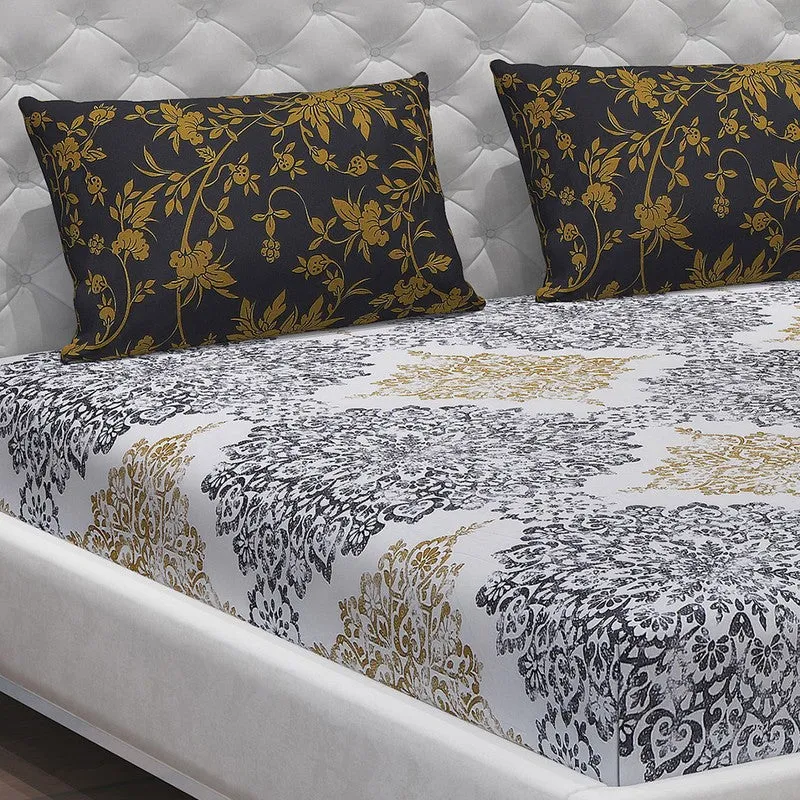 Monte Carlo Dio Mandala Cotton Bedsheet (Black,Yellow) - 104 TC media 5