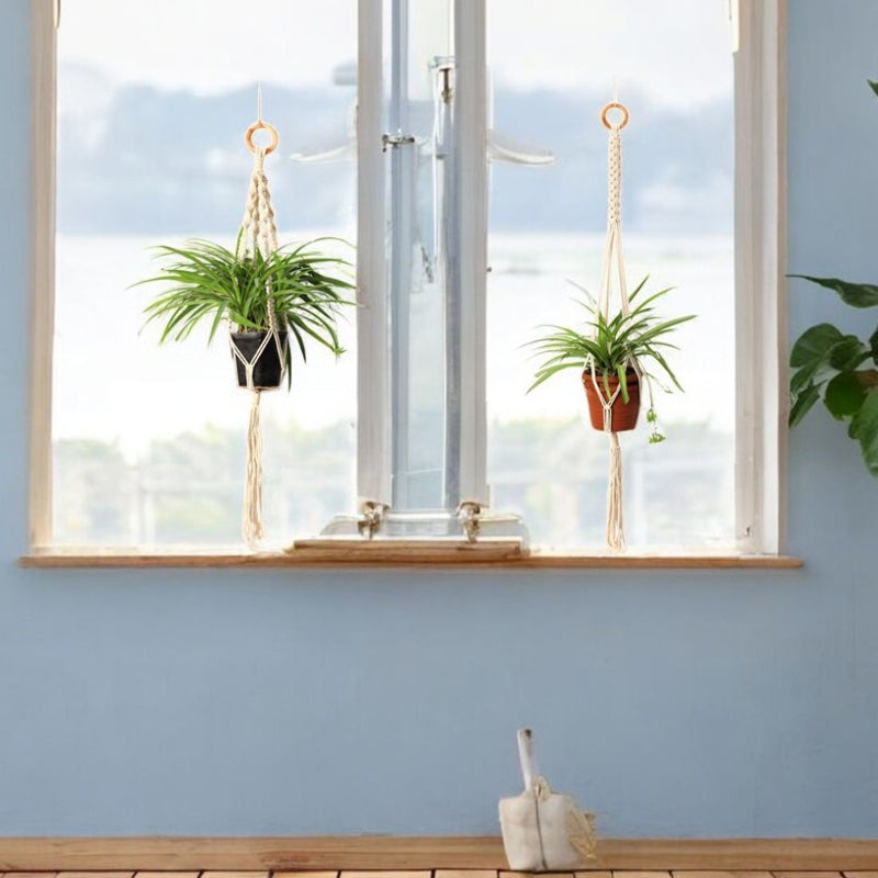Boheme Botanica Macrame Hanging Planter (White) - Set Of Two