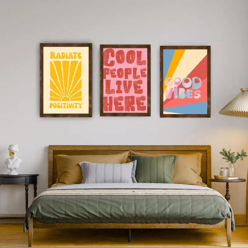 Positivity Pop Paper Wall Painting With Frame - Brown media 1