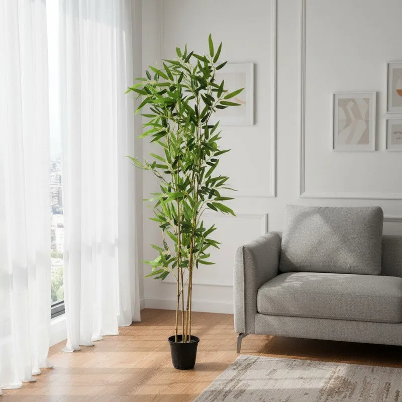 Petaluxe Artificial Bamboo Plant With Black Plastic Pot - 5.1 Feet media 2