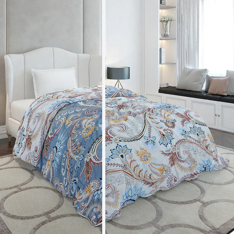 Monte Carlo Bloomelia Floral Polyester Reversible Comforter (Blue) - 120 GSM media 3