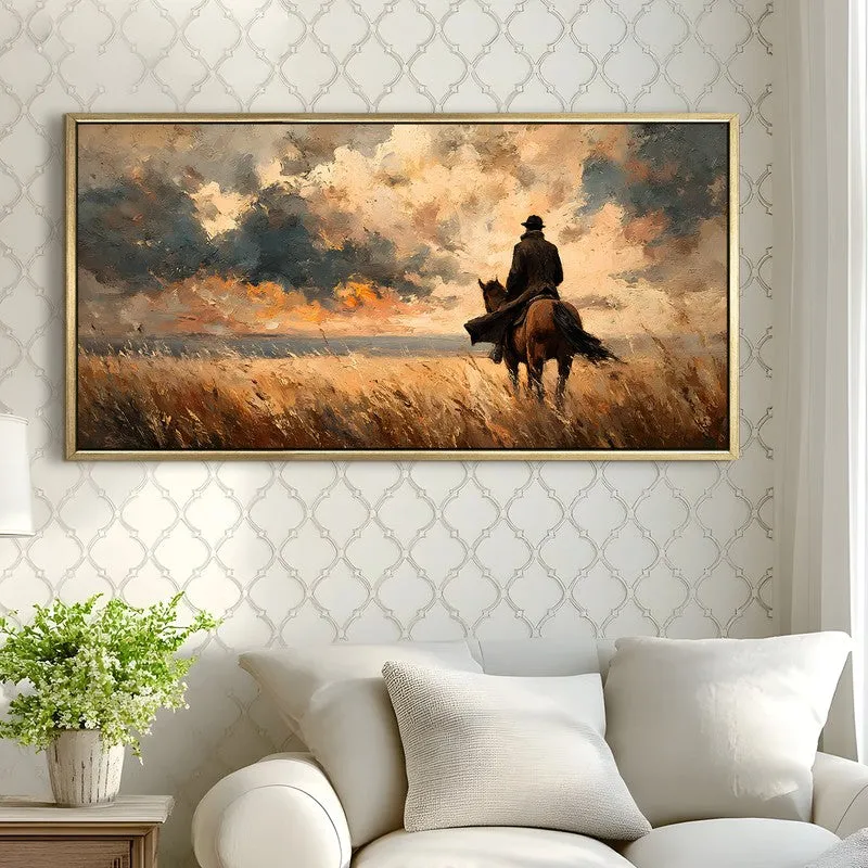 Lone Rider Canvas Wall Painting With Frame media 4