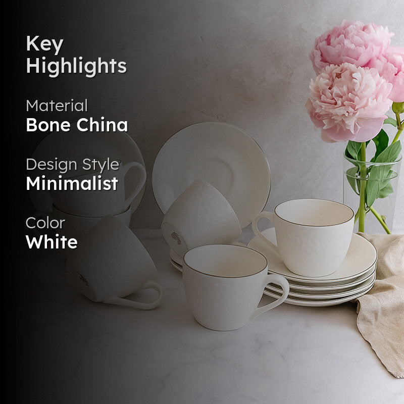 Jacksia Bone China Cup & Saucer (100 ML) - Twelve Piece Set media 2