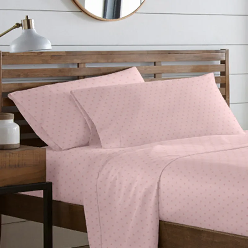 Swiss Dot Cotton Pillow Cover (Cameo Rose,500TC) - Set Of Two media 1