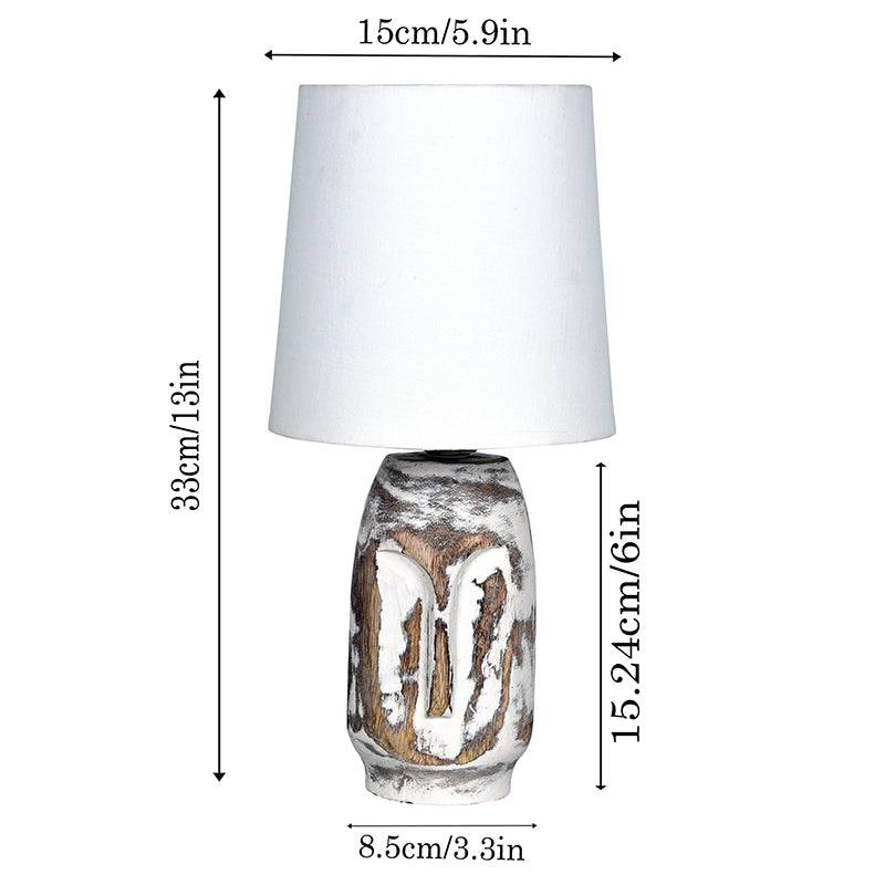 Heracles Carved Fabric Table Lamp - White,Brown media 5
