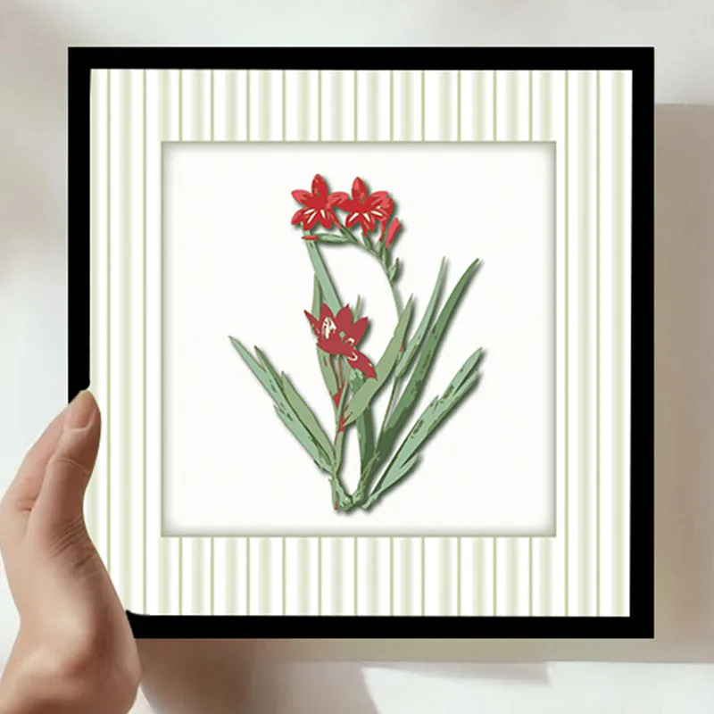 Stems & Scarlet Wall Art with Black Frame media 1